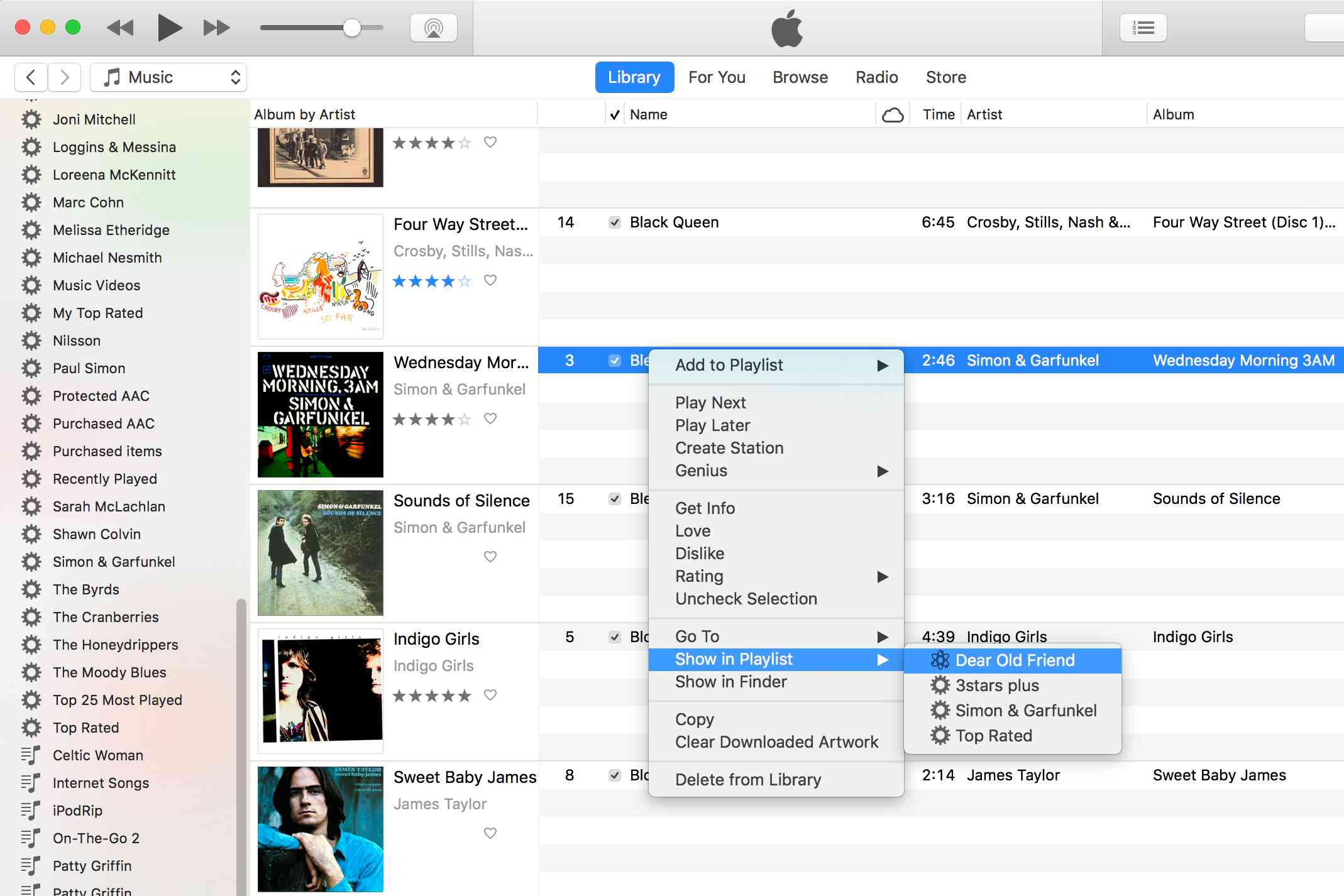 Captura de tela do iTunes 12: Mostrar na lista de reprodução