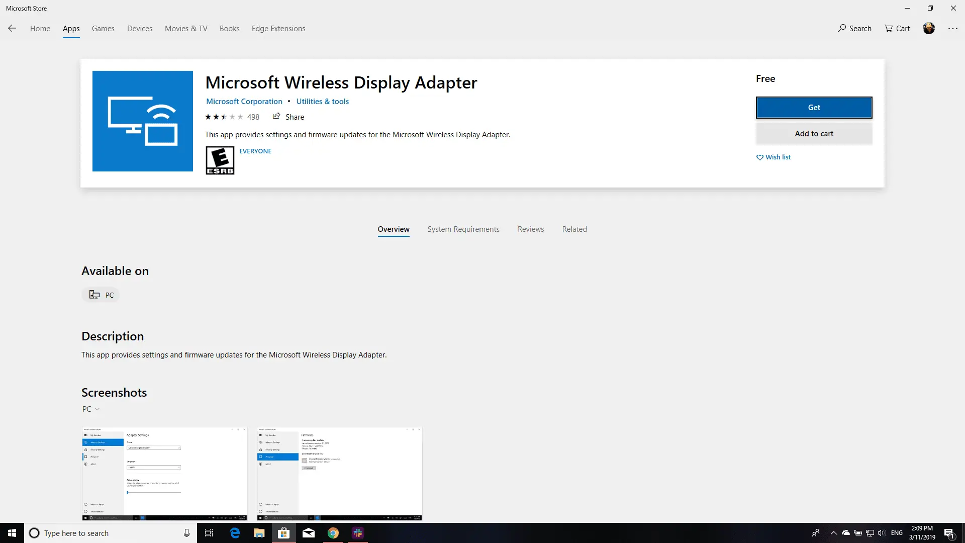 O aplicativo Adaptador de vídeo sem fio da Microsoft na Microsoft Store