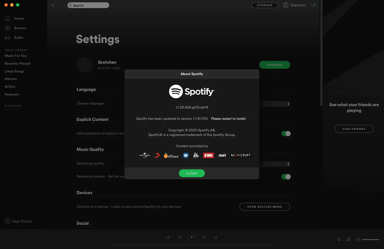 Atualizando o aplicativo de desktop Spotify para solucionar erros de reprodução de música