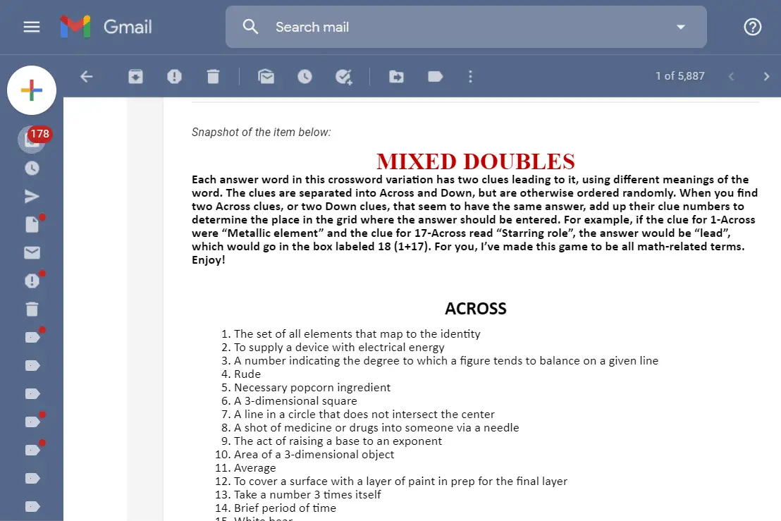 Captura de tela de um Documento Google incorporado em um e-mail