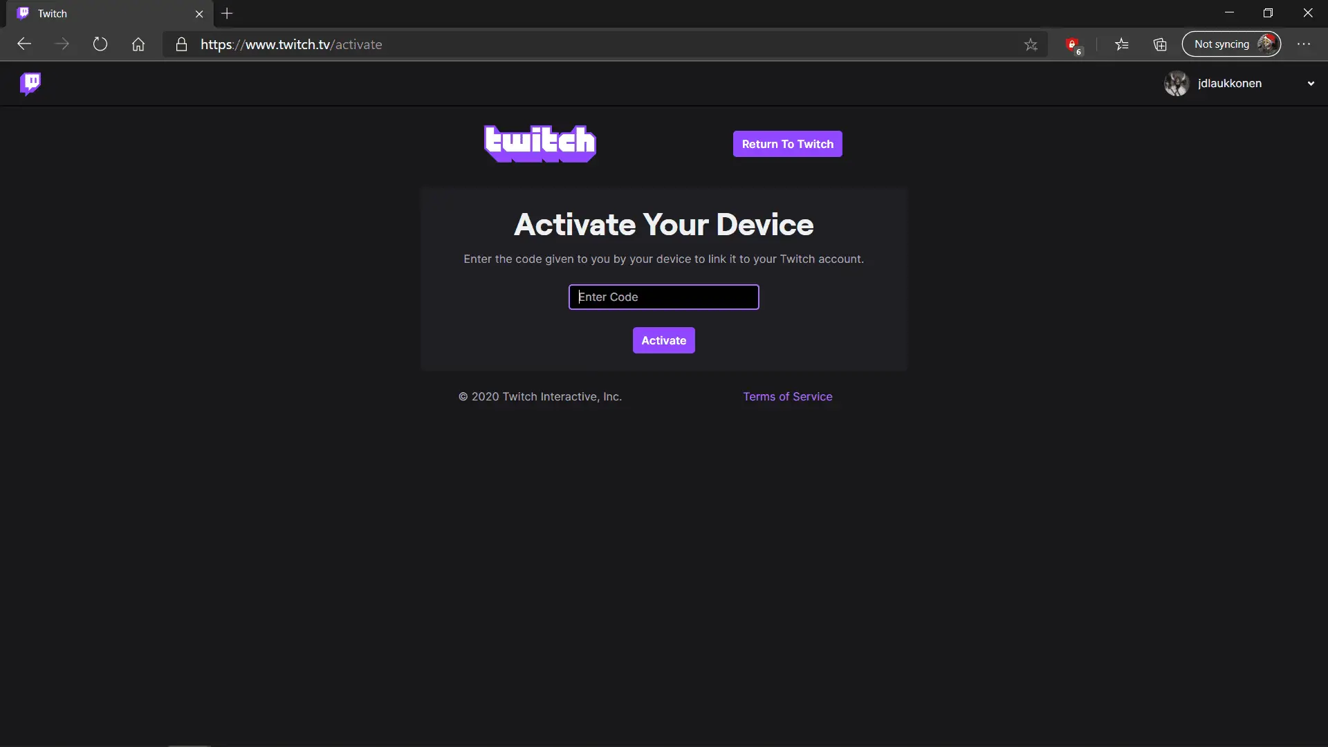 Ative o aplicativo Xbox Series X | S Twitch no site Twitch.