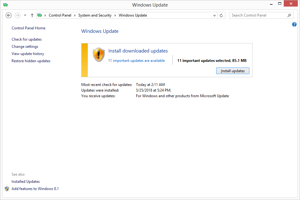 Utilitário Windows 8 Windows Update