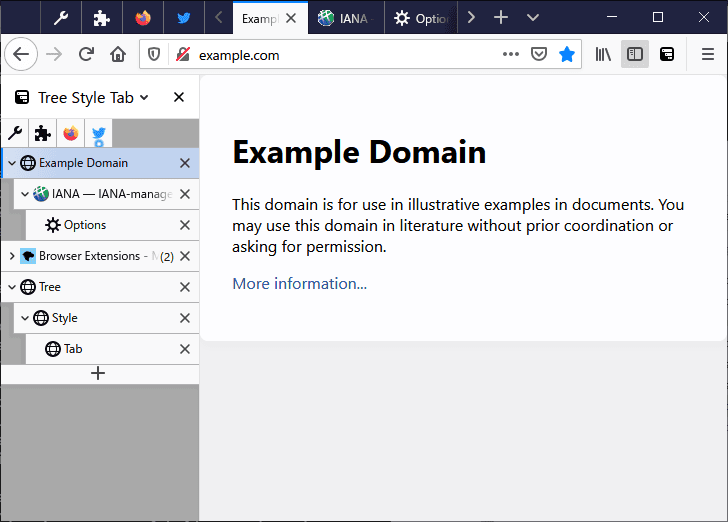 Guias de estilo de árvore conforme aparecem no Firefox