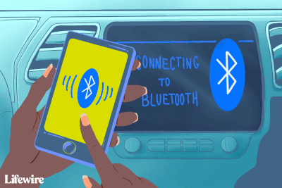 Um smartphone Bluetooth emparelhado com o som do carro