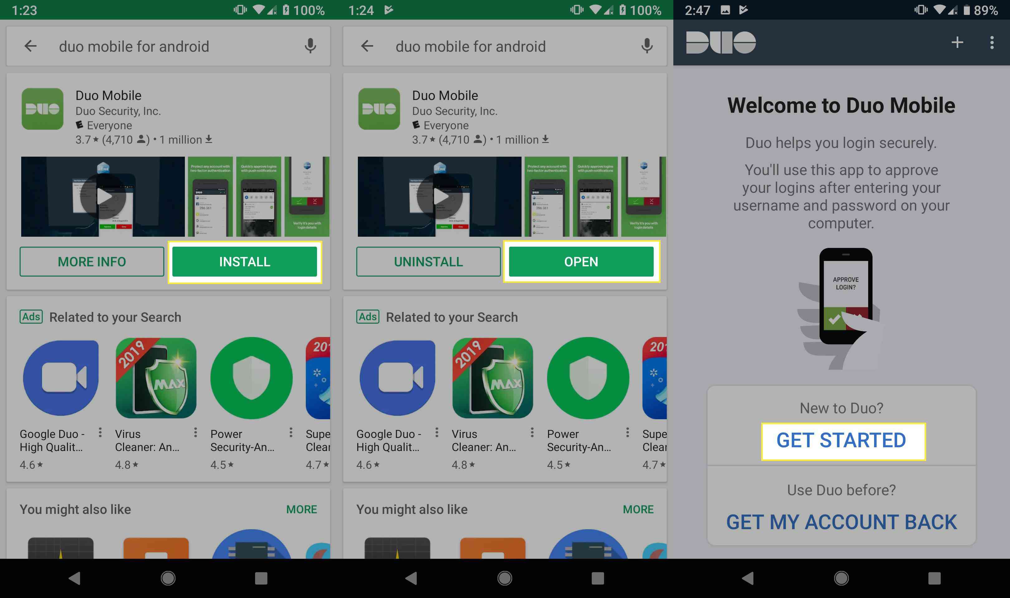 Baixe e instale o aplicativo Duo Mobile para Android