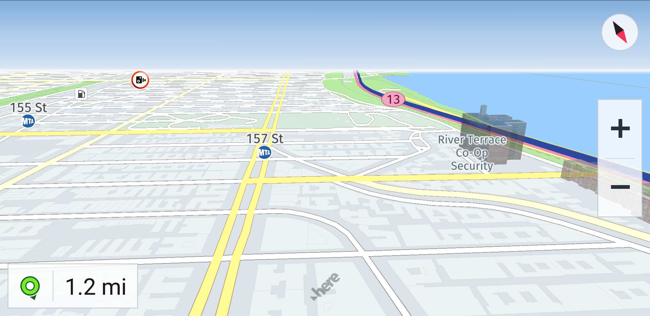 AQUI Mapa do WeGo com instruções de direção na cidade de Nova York.