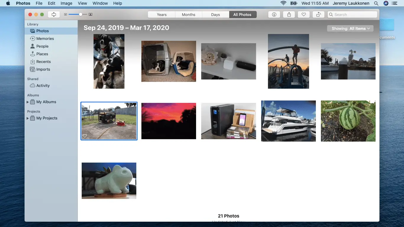 Uma captura de tela do Apple Photos no macOS.