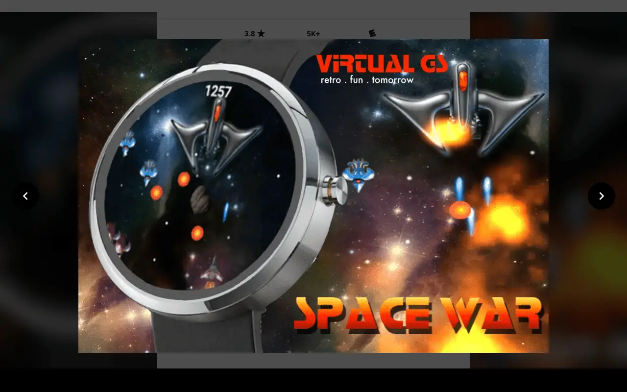 Imagem promocional do Space War sobreposta em um relógio Android Wear