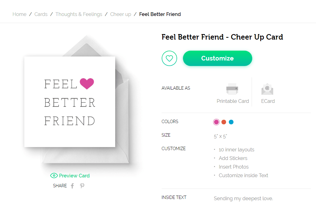 Cartão eletrônico do Greetings Island Feel Better Friend