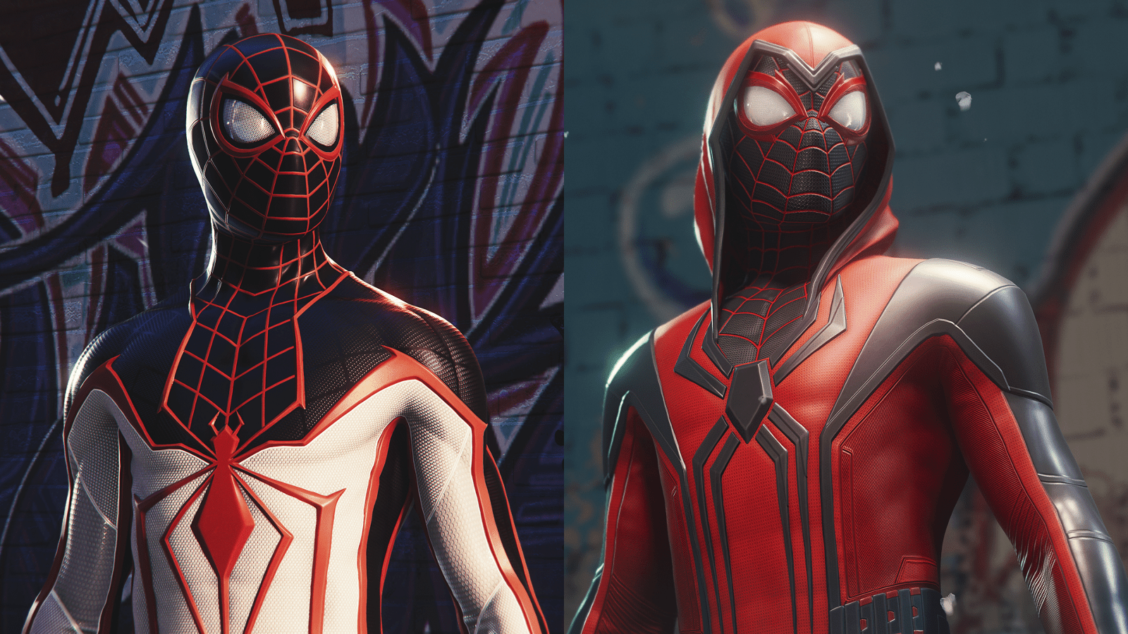 Duas visões de Miles Morales como Homem-Aranha.