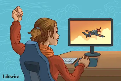 Jogador jogando um jogo de simulador de vôo em um computador